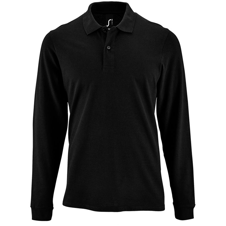 Рубашка поло мужская с длинным рукавом Perfect LSL Men черная, размер 3XL (Изображение 1)