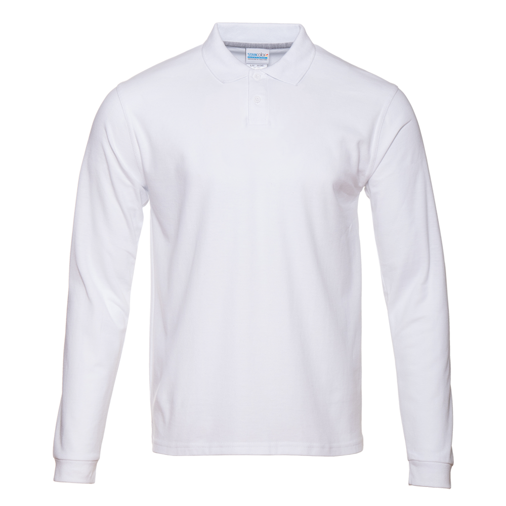 Рубашка поло унисекс STAN длинный рукав хлопок 185, 104LS (Белый) 52/XL