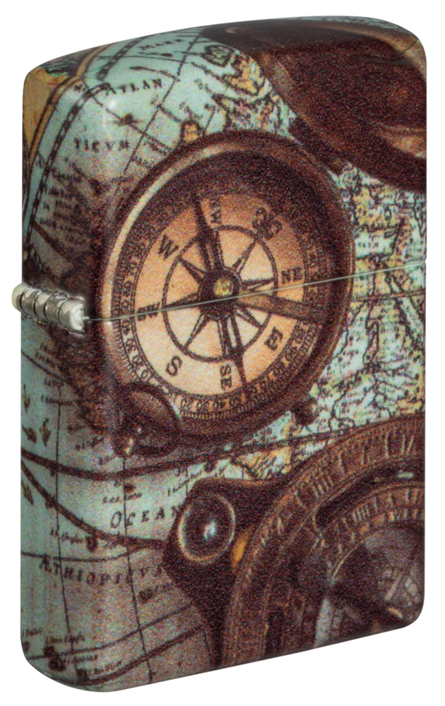 Зажигалка ZIPPO Compass Design с покрытием 540 Matte, латунь/сталь, разноцветная, 38x13x57 мм (Изображение 1)