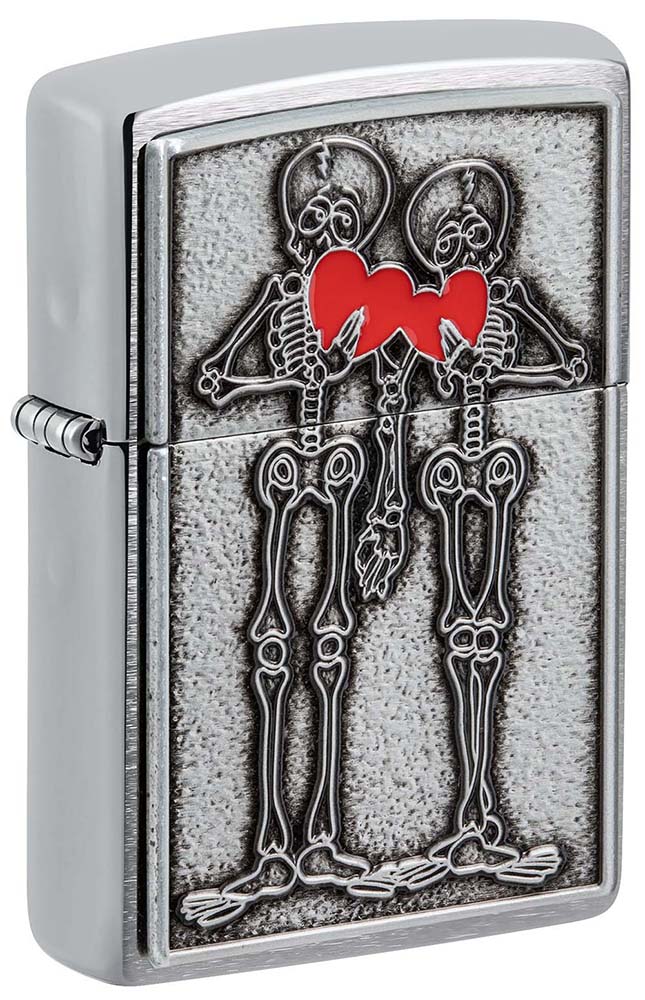 Зажигалка ZIPPO Couple Love с покрытием Brushed Chrome, латунь/сталь, серебристая, 36x13x57 мм (Изображение 1)