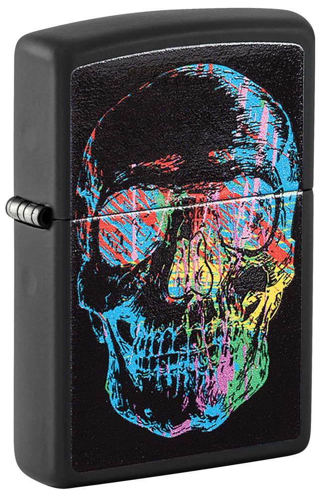 Зажигалка ZIPPO Skull Design с покрытием Black Matte, латунь/сталь, черная, 38x13x57 мм (Изображение 1)