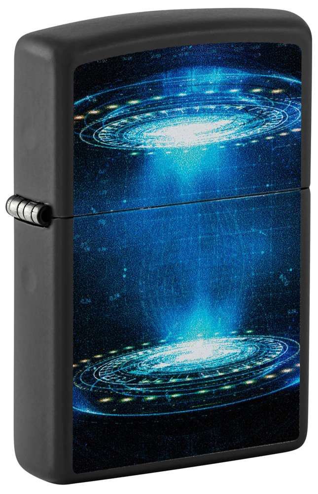 Зажигалка ZIPPO UFO Flame с покрытием Black Light, латунь/сталь, черная, матовая, 38x13x57 мм (Изображение 1)