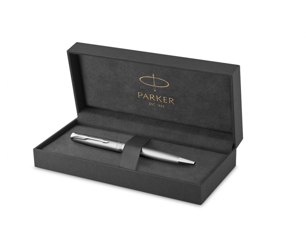 Шариковая ручка Parker Sonnet Stainless Steel CT, толщина линии M, цвет чернил черный, в подарочной упаковке (Изображение 2)