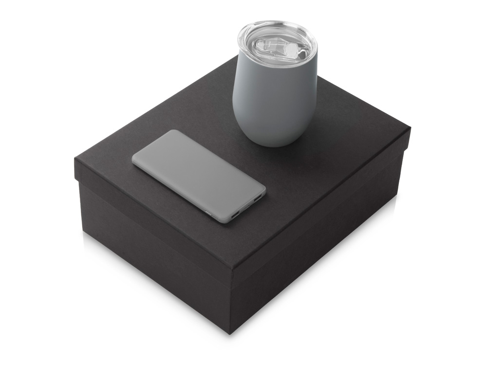 Подарочный набор COLOR IT с термокружкой и повербанком, 5000 mAh (серый) 5000 mAh