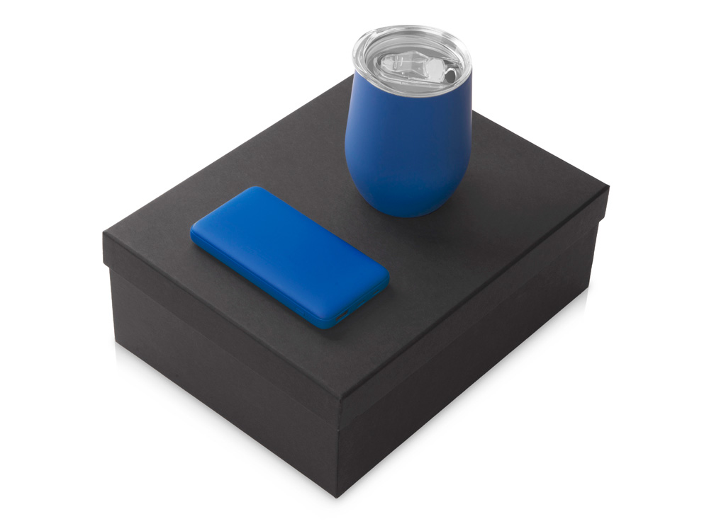 Подарочный набор COLOR IT с термокружкой и повербанком, 10000 mAh (синий) 10000 mAh
