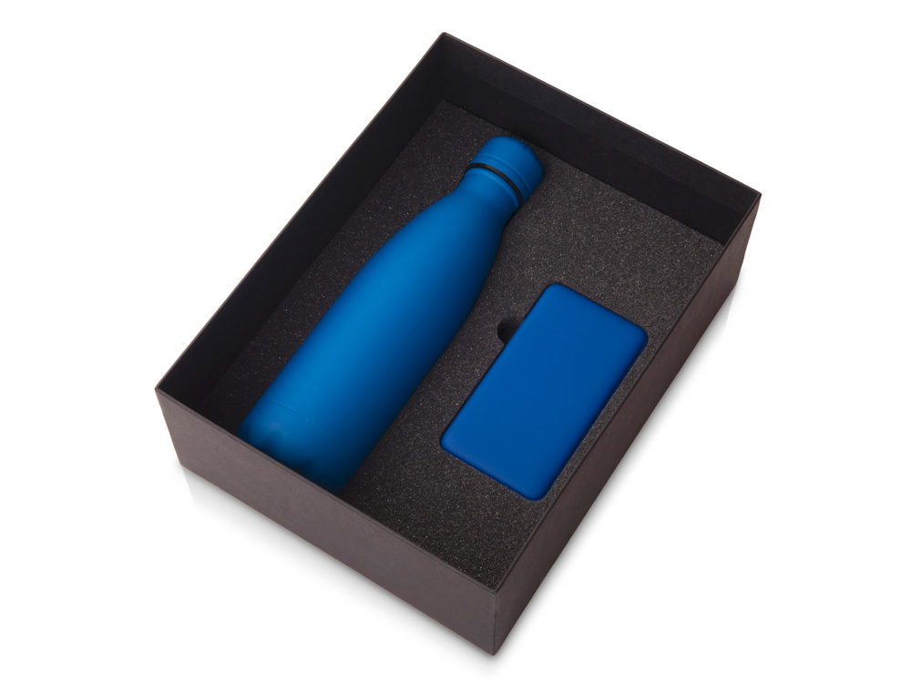 Подарочный набор COLOR IT с термобутылкой и повербанком, 5000 mAh (синий) 