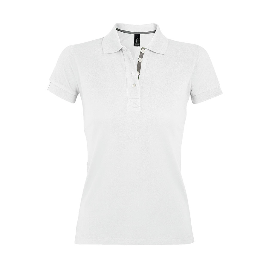 Поло "Portland Women", белый, серый_2XL, 100% х/б, 200г/м2 (Изображение 1)