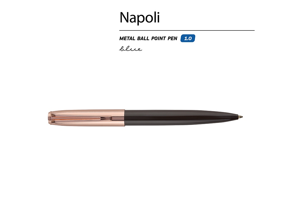 Ручка металлическая шариковая Napoli (коричневый/золотистый)  (Изображение 2)