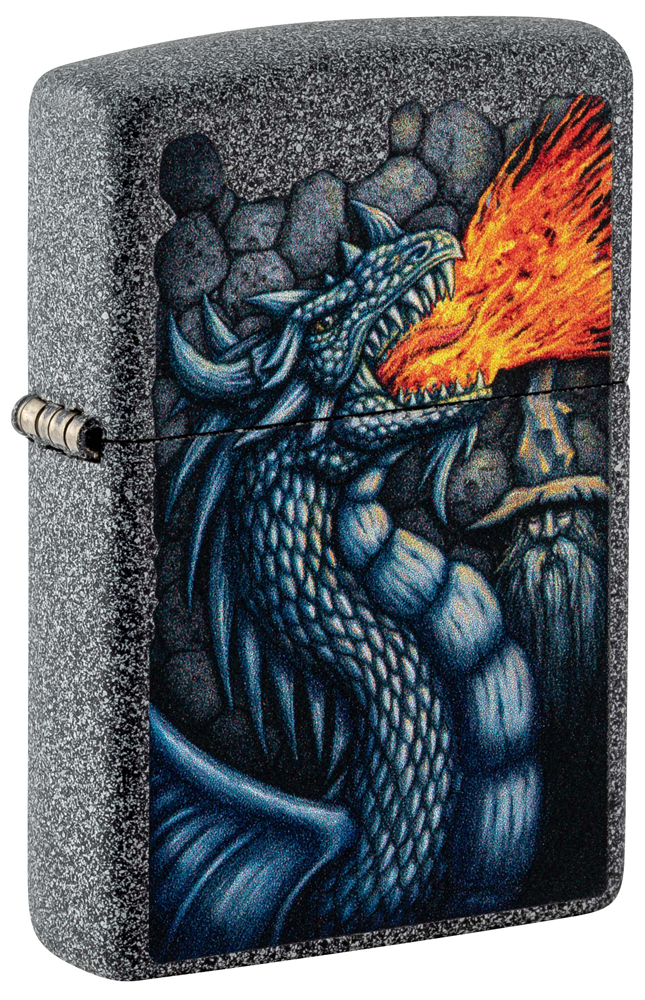 Зажигалка ZIPPO Fiery Dragon с покрытием Iron Stone, латунь/сталь, серая, матовая, 38x13x57 мм (Изображение 1)