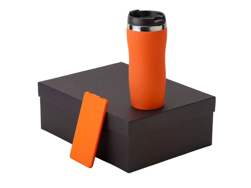 Подарочный набор COLOR IT c термокружкой и повербанком (оранжевый) 5000 mAh