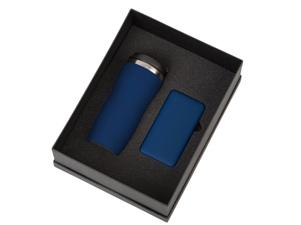 Подарочный набор COLOR IT c термокружкой и повербанком (темно-синий) 10000 mAh (Изображение 2)