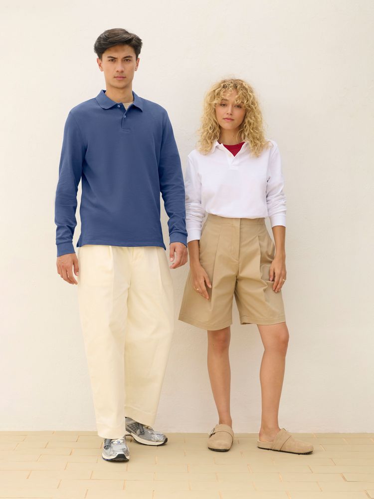 Рубашка поло унисекс с длинным рукавом Pacific LSL, серая, размер XS (Изображение 5)