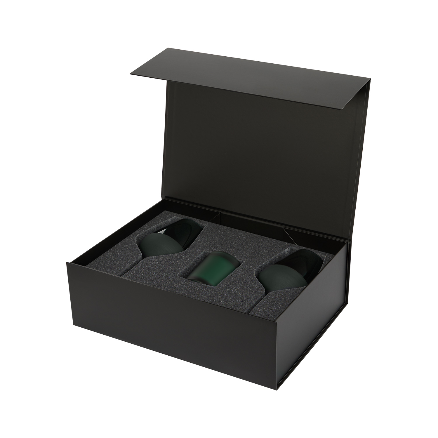Подарочный набор свеча Enigma + 2 бокала для вина Emerald в черной коробке (Изображение 3)