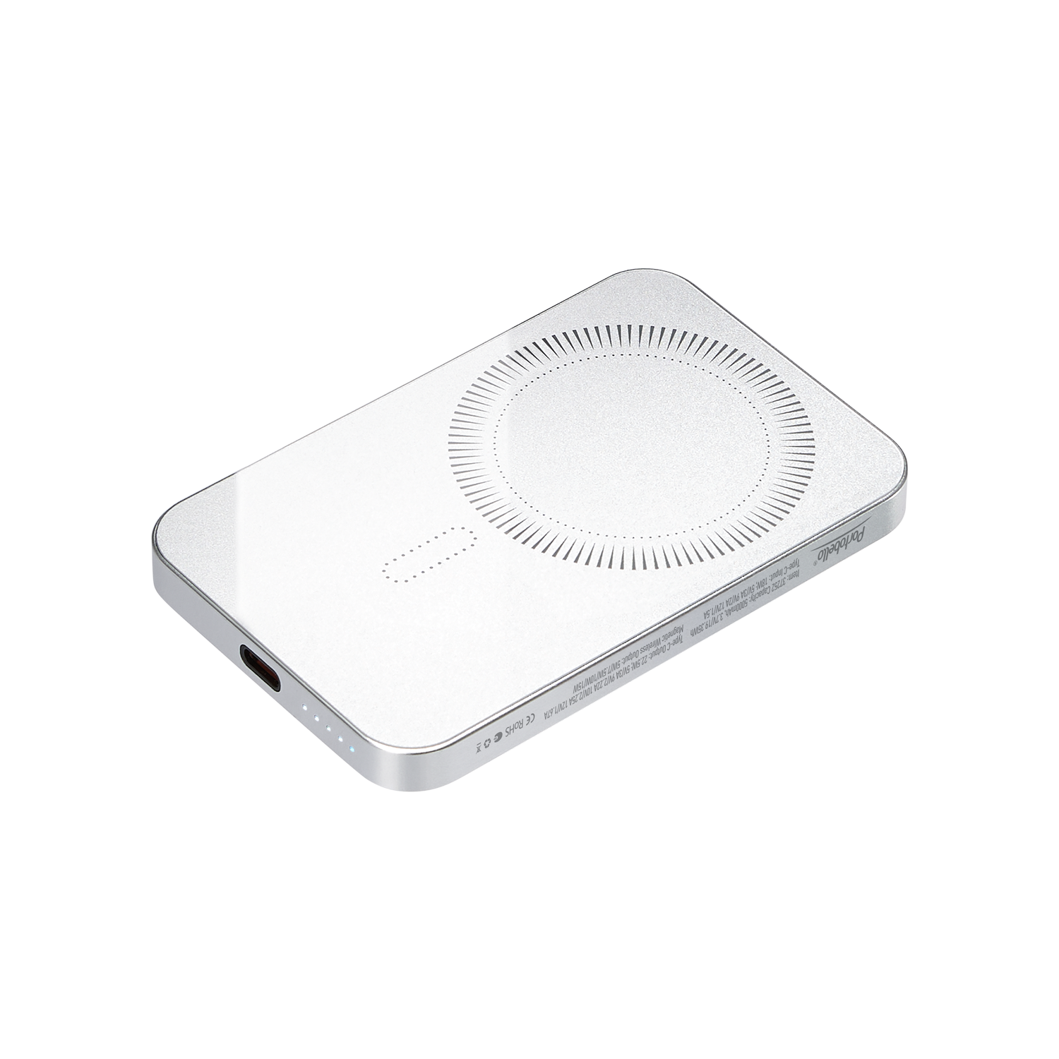 Внешний аккумулятор Artex PD 5000mAh с функцией беспроводной зарядки 15W, серебряный (Изображение 1)