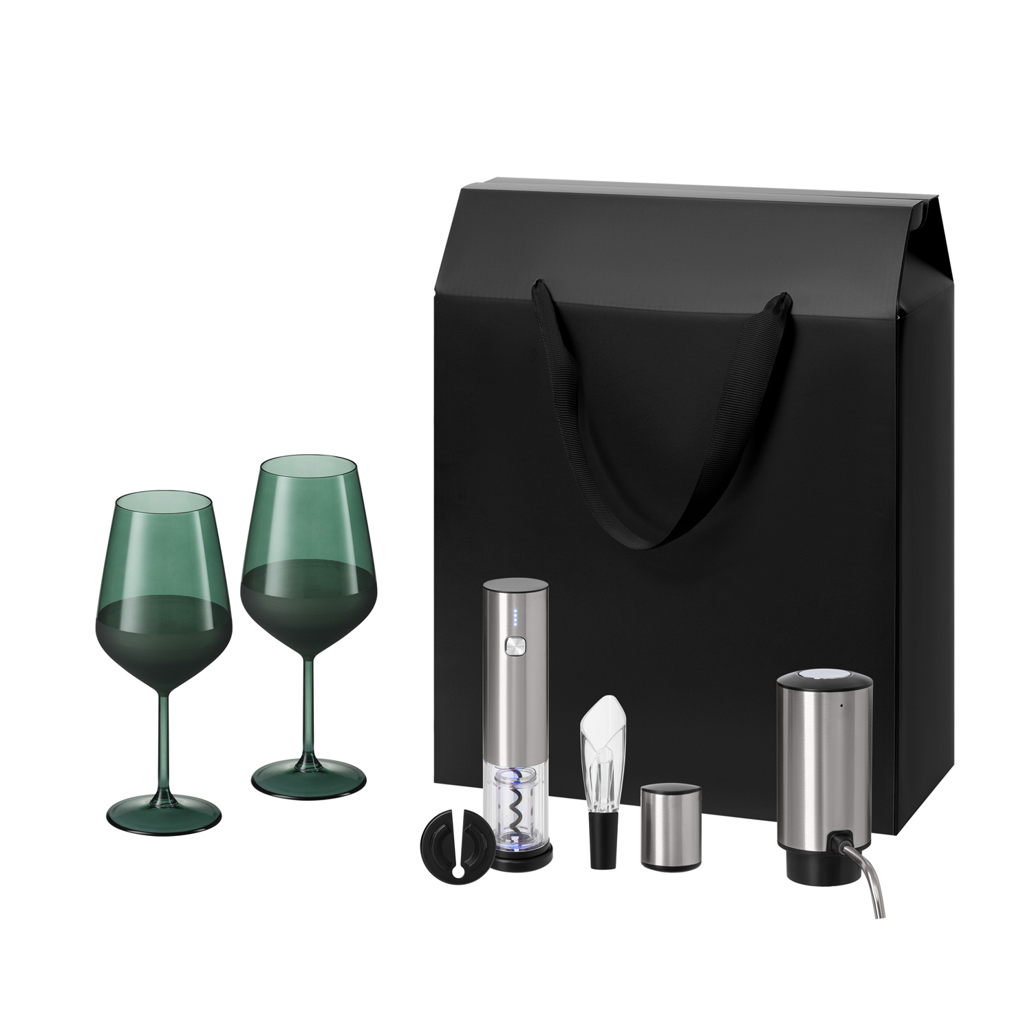 Подарочный набор Emerald, Vintaro, Dante (2 бокала + набор для вина + аэратор) (Изображение 1)