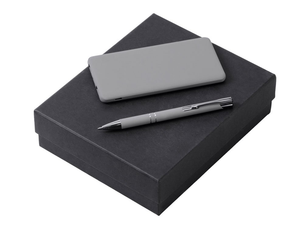 Подарочный набор Color it с металлической ручкой и повербанком (серый) 5000 mAh