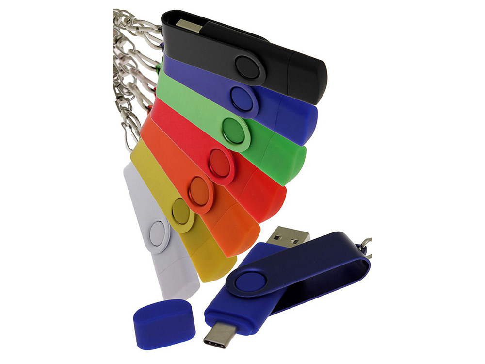 USB 3.0- флешка на 64 Гб с поворотным механизмом и дополнительным разъемом Type-C (зеленый) 64Gb (Изображение 5)