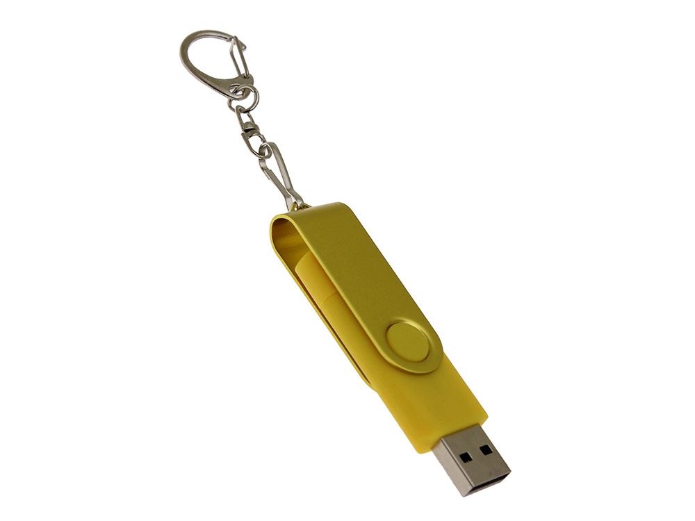 USB 3.0- флешка на 64 Гб с поворотным механизмом и дополнительным разъемом Type-C (желтый) 64Gb (Изображение 3)