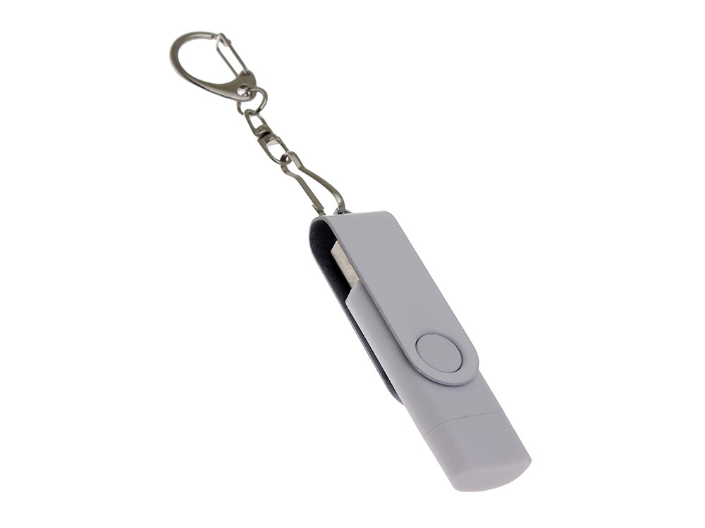USB 3.0- флешка на 256 Гб с поворотным механизмом и дополнительным разъемом Type-C (белый) 256Gb (Изображение 1)