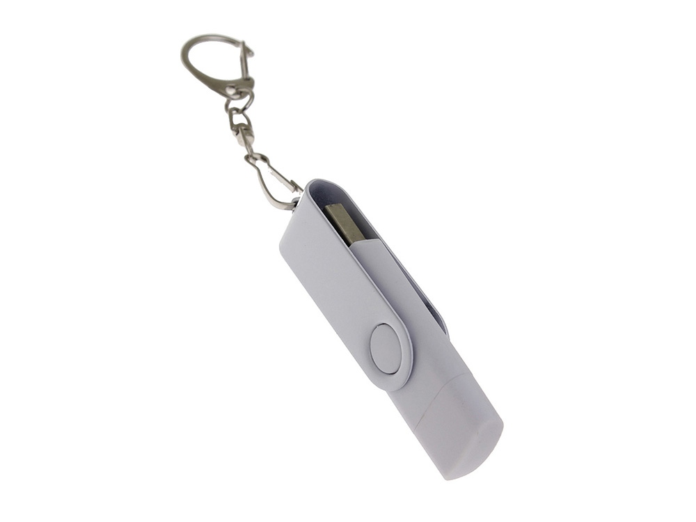 USB 3.0- флешка на 256 Гб с поворотным механизмом и дополнительным разъемом Type-C (белый) 256Gb (Изображение 2)