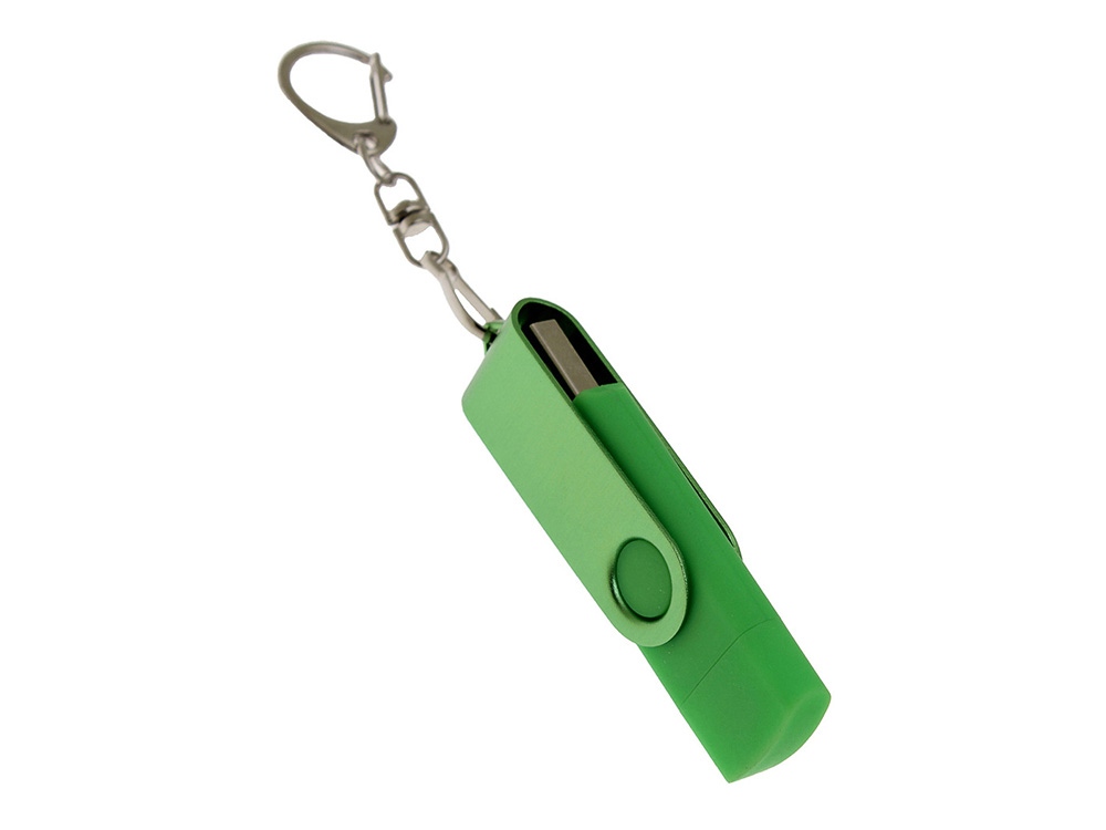 USB 3.0- флешка на 128 Гб с поворотным механизмом и дополнительным разъемом Type-C (зеленый) 128Gb (Изображение 2)