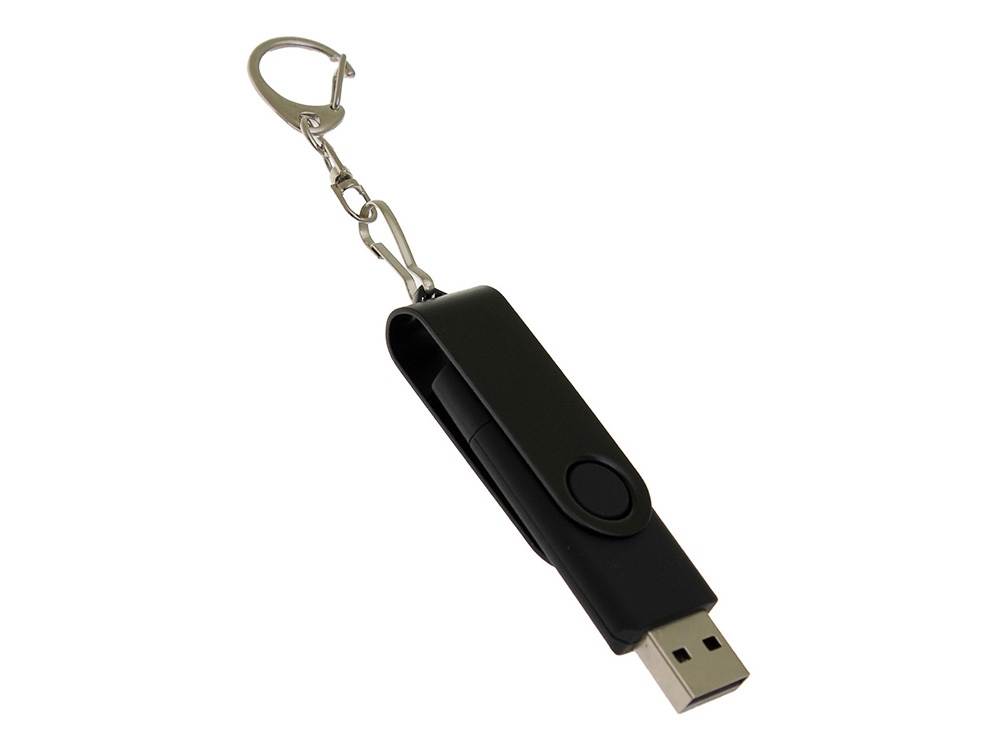 USB 3.0- флешка на 16 Гб с поворотным механизмом и дополнительным разъемом Type-C (черный) 16Gb (Изображение 3)