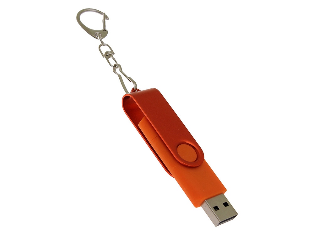 USB 3.0- флешка на 16 Гб с поворотным механизмом и дополнительным разъемом Type-C (оранжевый) 16Gb (Изображение 3)