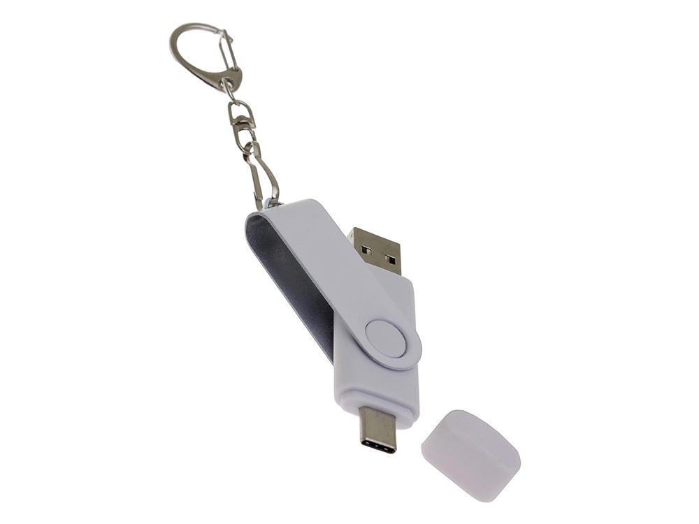 USB 3.0- флешка на 64 Гб с поворотным механизмом и дополнительным разъемом Type-C (белый) 64Gb (Изображение 4)