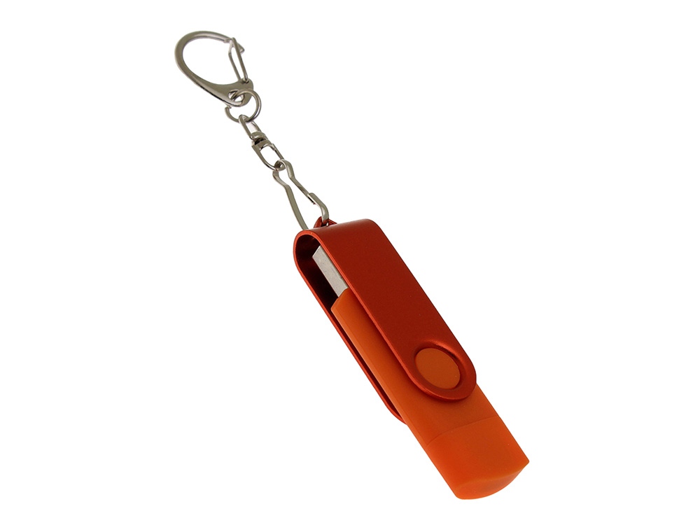 USB 3.0- флешка на 32 Гб с поворотным механизмом и дополнительным разъемом Type-C (оранжевый) 32Gb (Изображение 1)