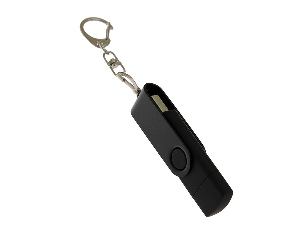 USB 3.0- флешка на 32 Гб с поворотным механизмом и дополнительным разъемом Type-C (черный) 32Gb (Изображение 2)