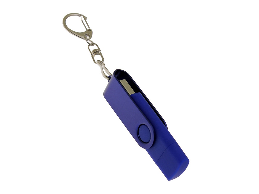 USB 3.0- флешка на 32 Гб с поворотным механизмом и дополнительным разъемом Type-C (синий) 32Gb (Изображение 2)