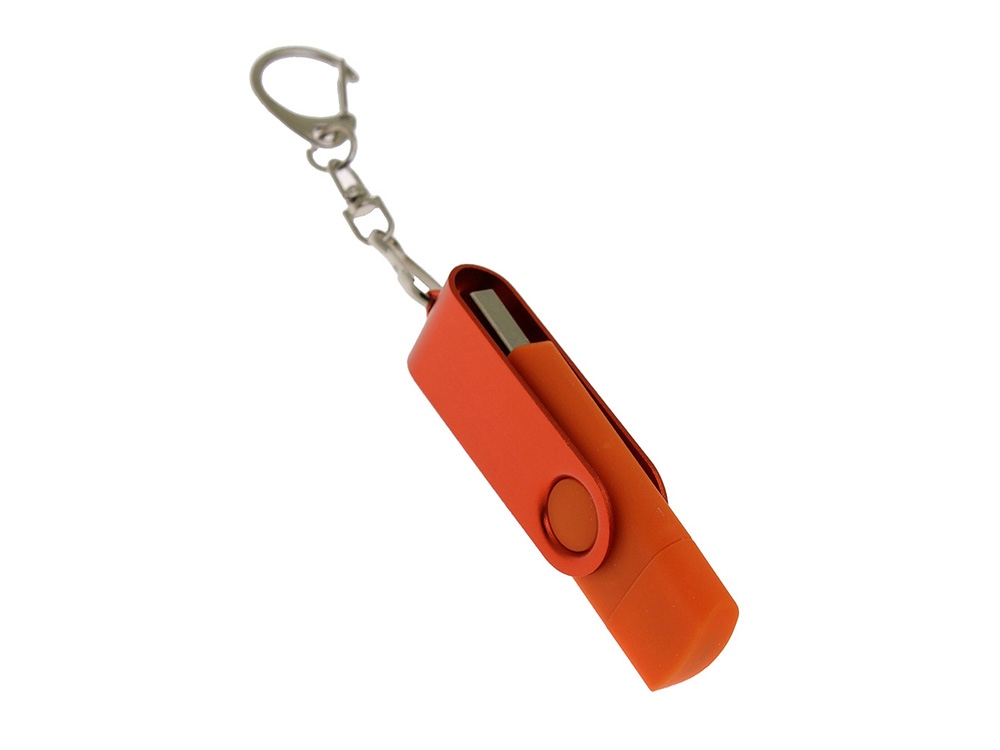 USB 3.0- флешка на 256 Гб с поворотным механизмом и дополнительным разъемом Type-C (оранжевый) 256Gb (Изображение 2)