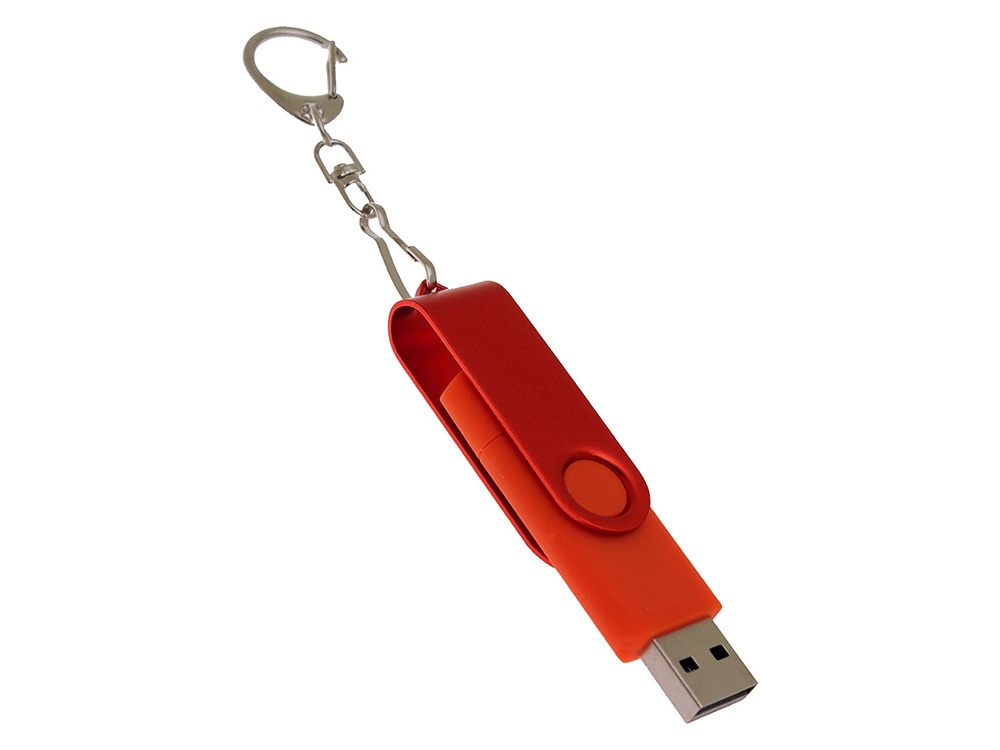 USB 3.0- флешка на 128 Гб с поворотным механизмом и дополнительным разъемом Type-C (красный) 128Gb (Изображение 3)