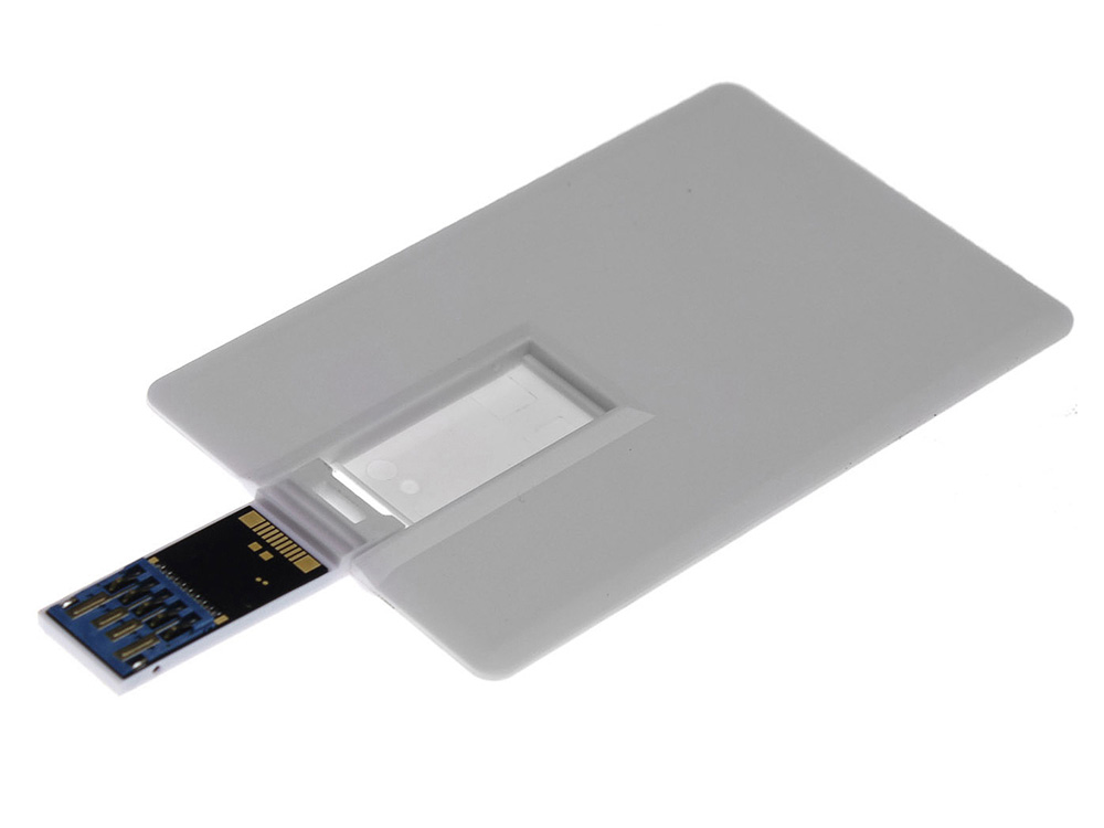 USB 3.0- флешка на 128 Гб в виде визитки, с раскладным чипом (белый) 128Gb (Изображение 3)