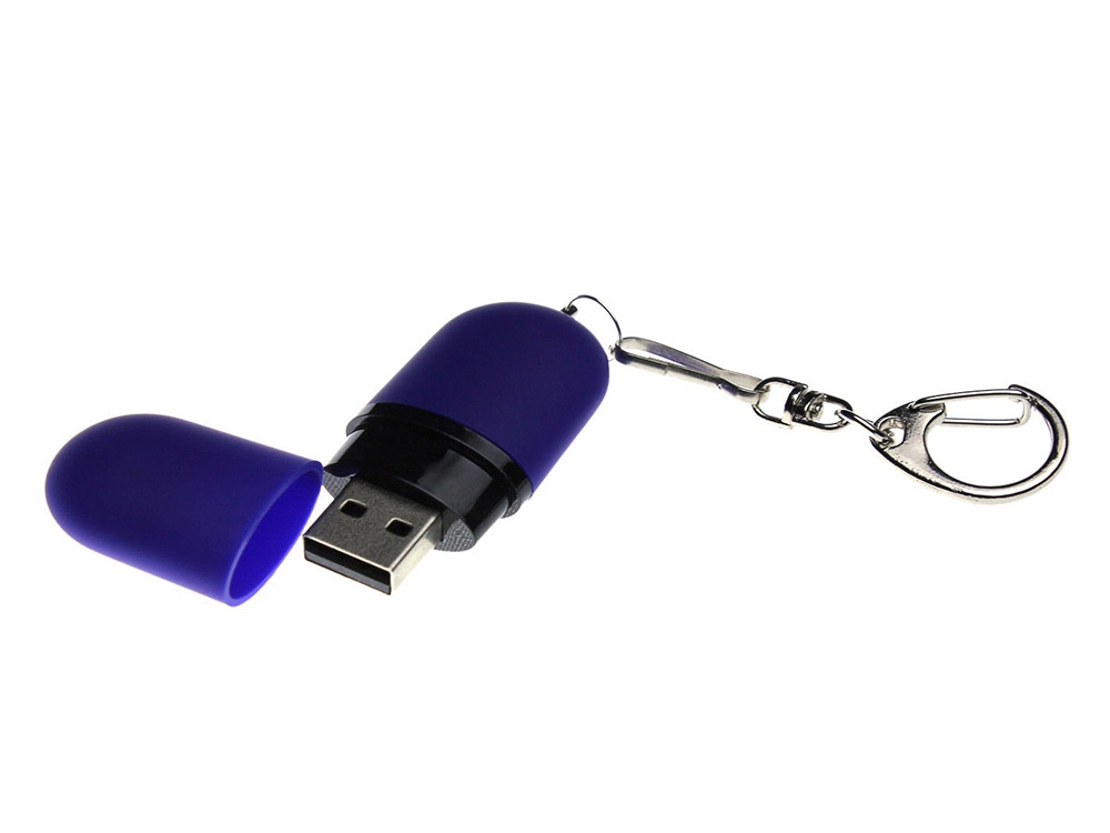 USB 2.0- флешка Goutte Soft-touch на 512 Мбайт каплевидной формы (синий) 512Mb (Изображение 2)