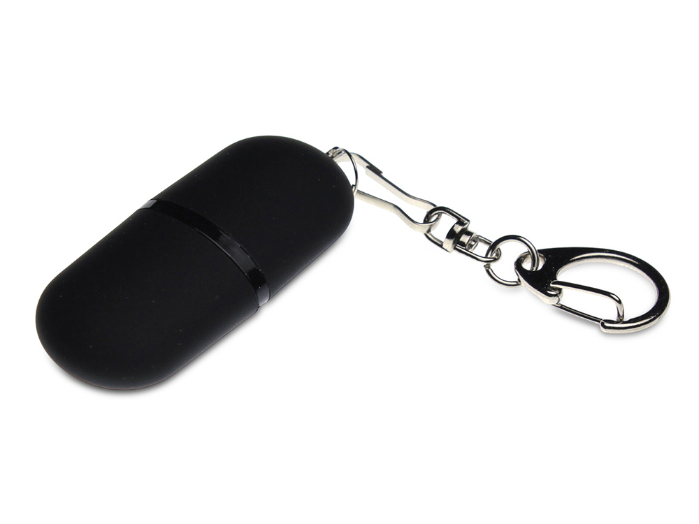 USB 2.0- флешка Goutte Soft-touch на 512 Мбайт каплевидной формы (черный) 512Mb (Изображение 1)