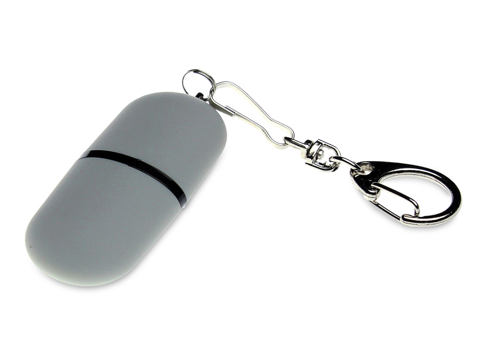 USB 2.0- флешка Goutte Soft-touch на 512 Мбайт каплевидной формы (серый) 512Mb (Изображение 1)