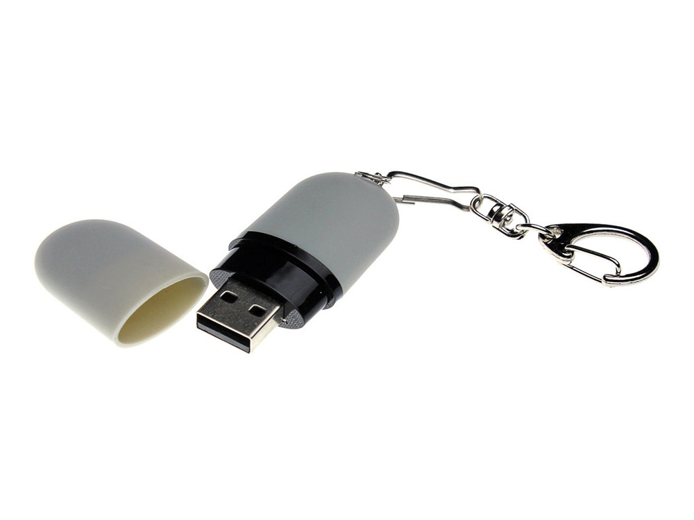 USB 2.0- флешка Goutte Soft-touch на 512 Мбайт каплевидной формы (серый) 512Mb (Изображение 2)