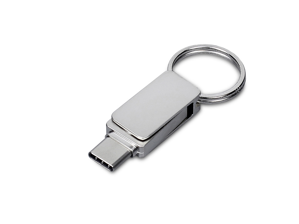 USB 3.0- флешка Mercury на 16 Гб с поворотным механизмом и дополнительным разъемом Type-C (серебристый) 16Gb (Изображение 1)