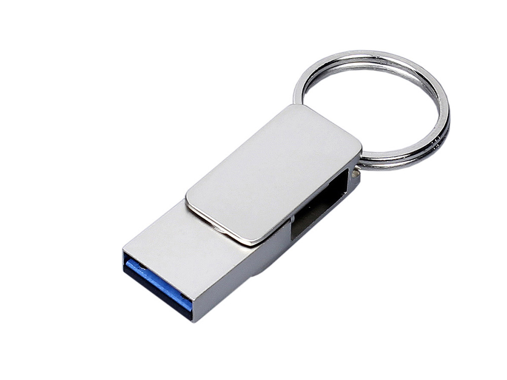 USB 3.0- флешка Mercury на 16 Гб с поворотным механизмом и дополнительным разъемом Type-C (серебристый) 16Gb (Изображение 2)