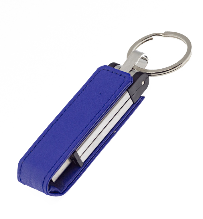 Флеш накопитель USB 2.0 Verona в кожаном чехле 16GB, металл, синий/серебристый (Изображение 1)