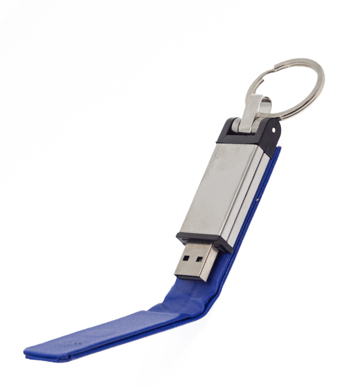 Флеш накопитель USB 2.0 Verona в кожаном чехле 16GB, металл, синий/серебристый (Изображение 2)