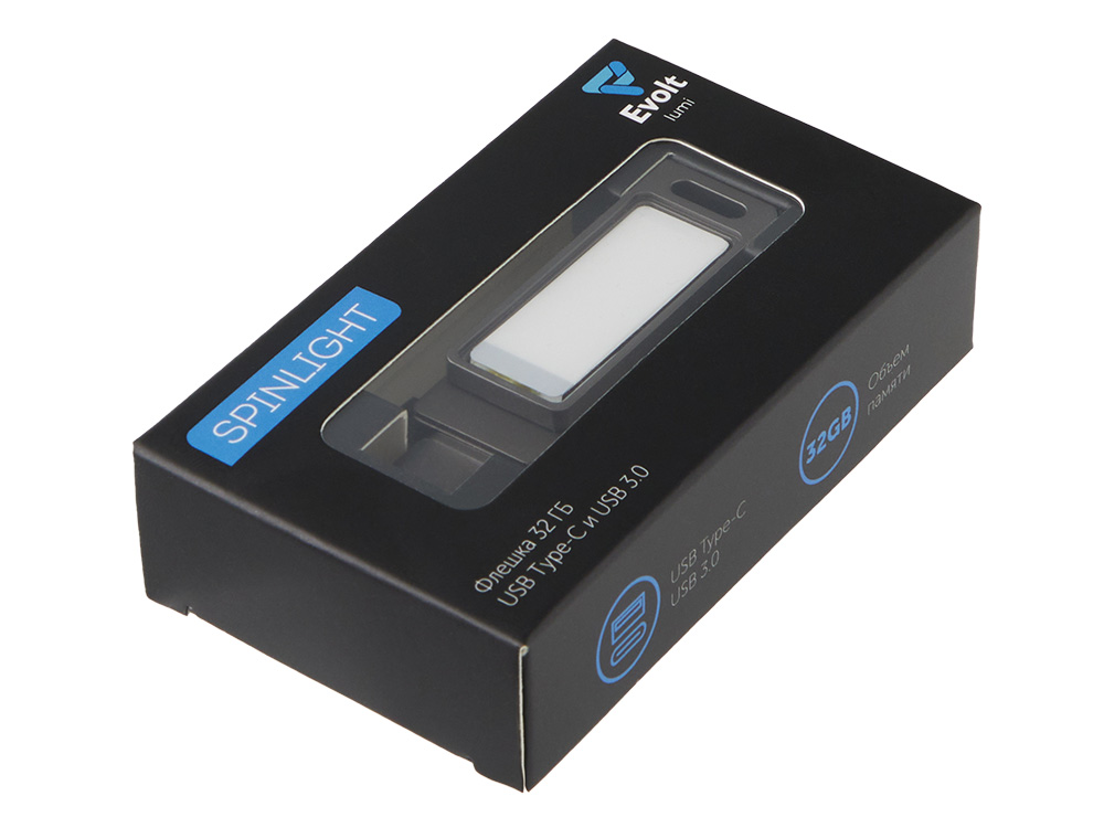 Флешка 32 ГБ USB Type-C и USB 3.0 с подсветкой лого Спинлайт (Изображение 10)