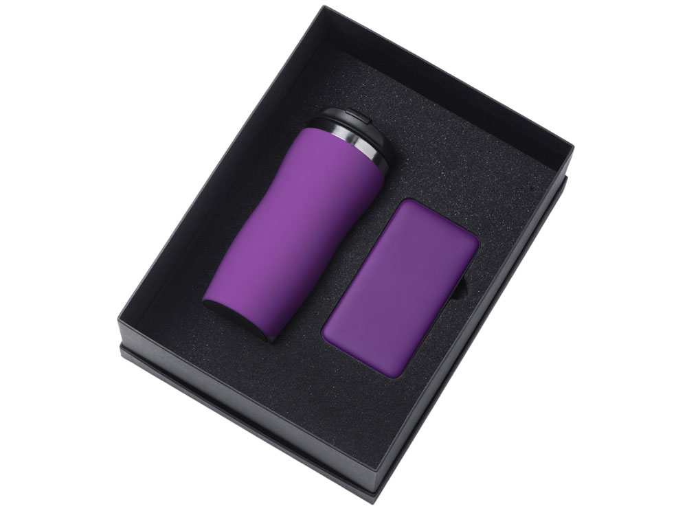 Подарочный набор COLOR IT c термокружкой и повербанком (фиолетовый) 10000 mAh (Изображение 2)