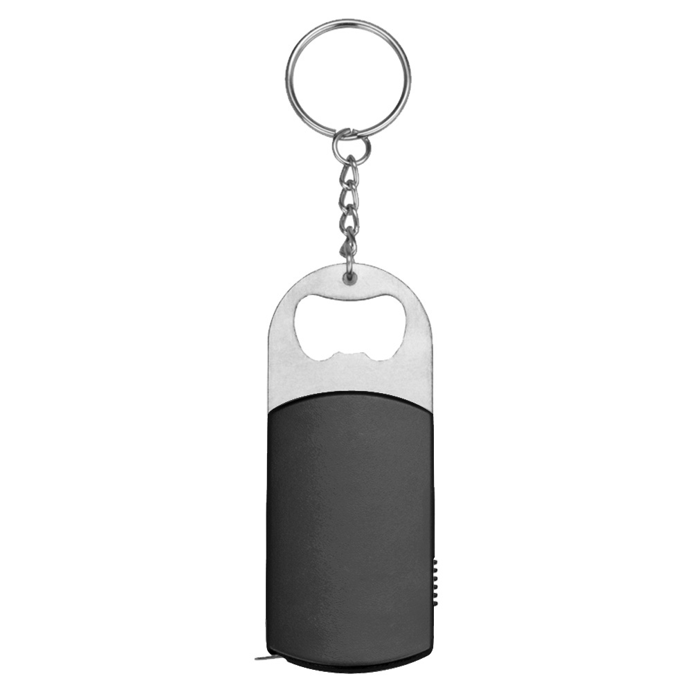 Брелок-открывашка с фонариком и рулеткой, 1 м, Opener, черный (Изображение 3)