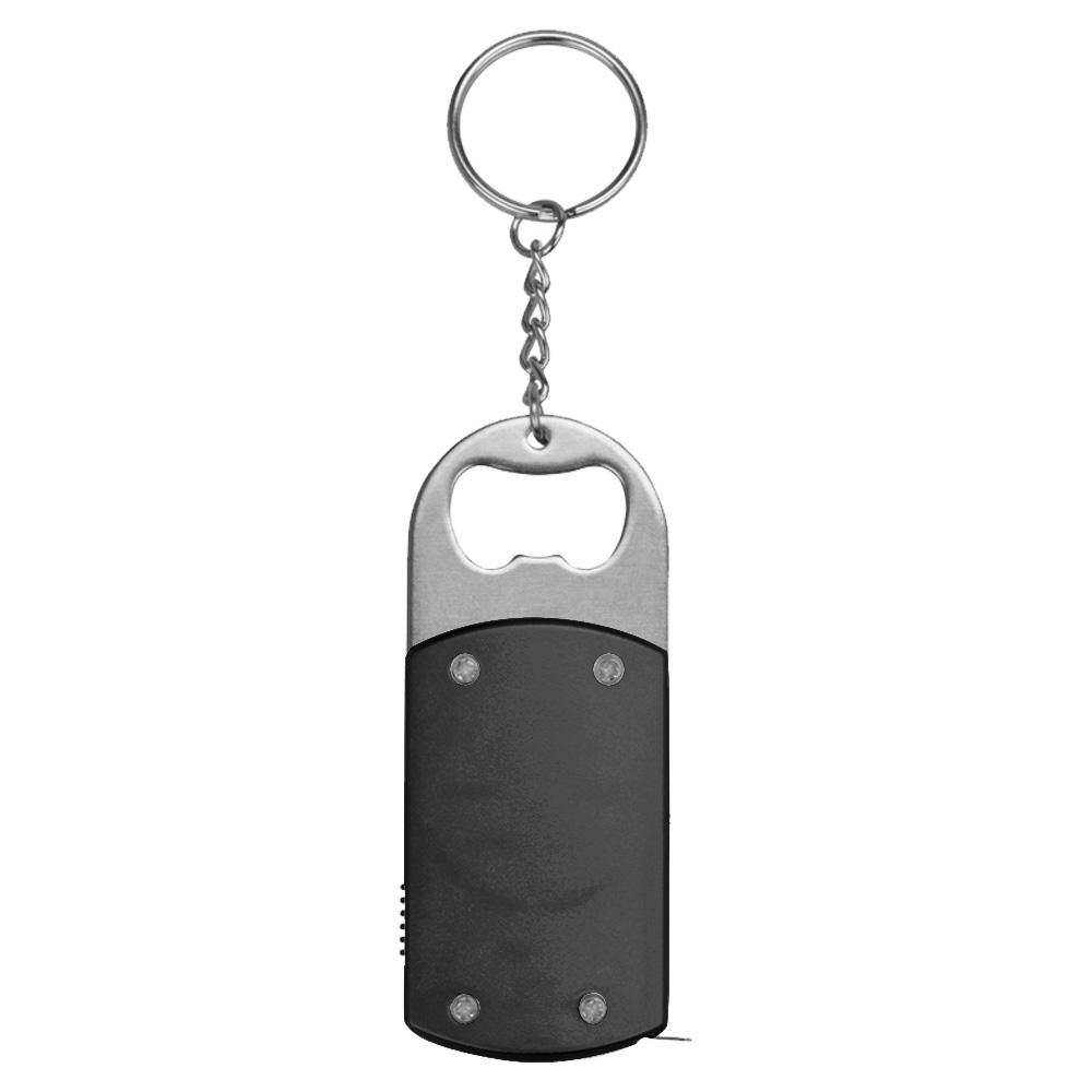 Брелок-открывашка с фонариком и рулеткой, 1 м, Opener, черный (Изображение 4)