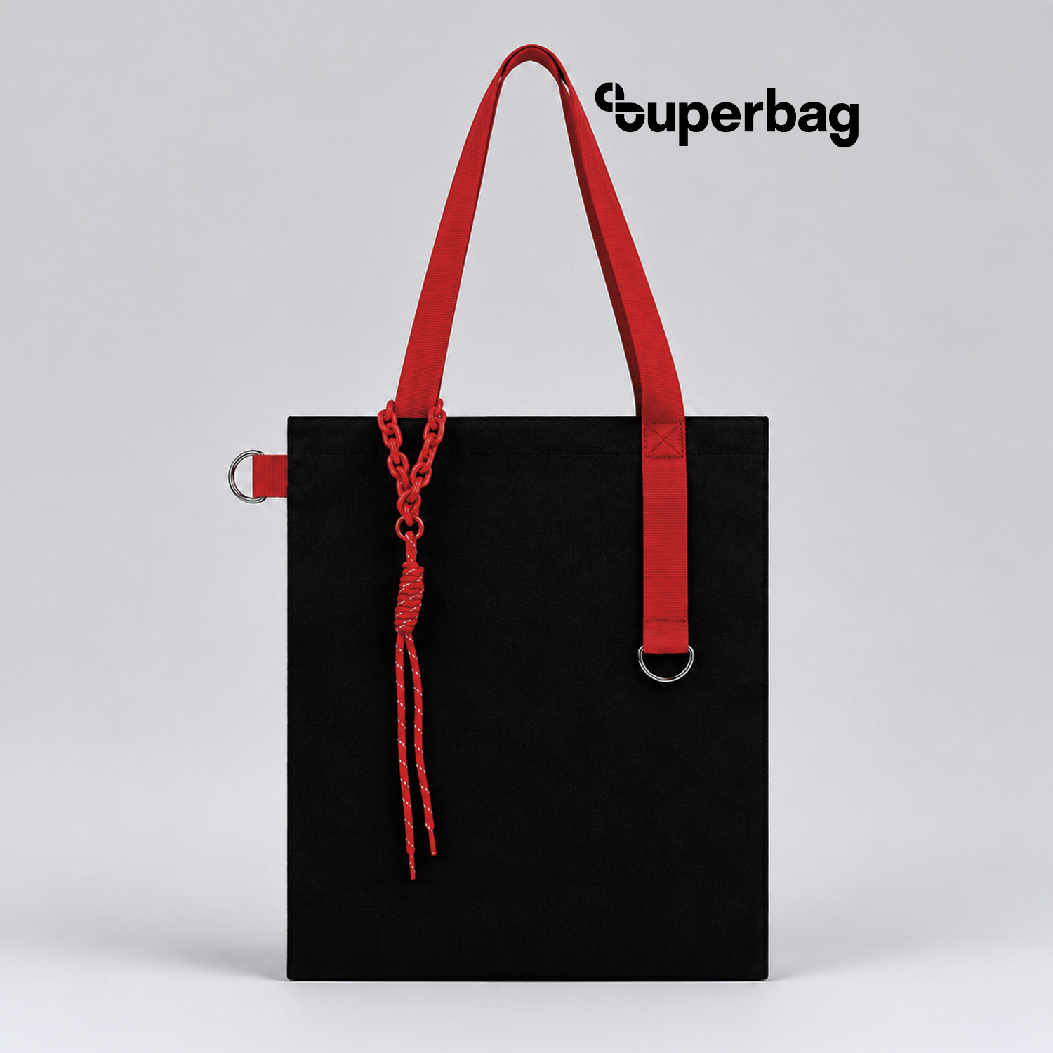 Набор Superbag Red accent: шоппер с обвесом (чёрный с красным) (Изображение 1)