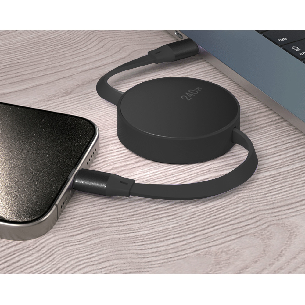 Кабель зарядный скоростной USB High Energy 2-в-1, Type-C ,  PD 240W , Quick Charge, черный (Изображение 4)