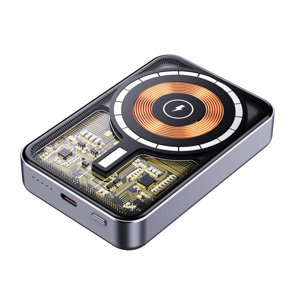 Магнитный внешний аккумулятор Proton с беспроводной зарядкой (15W), 10000 Mah, графитовый (Изображение 2)