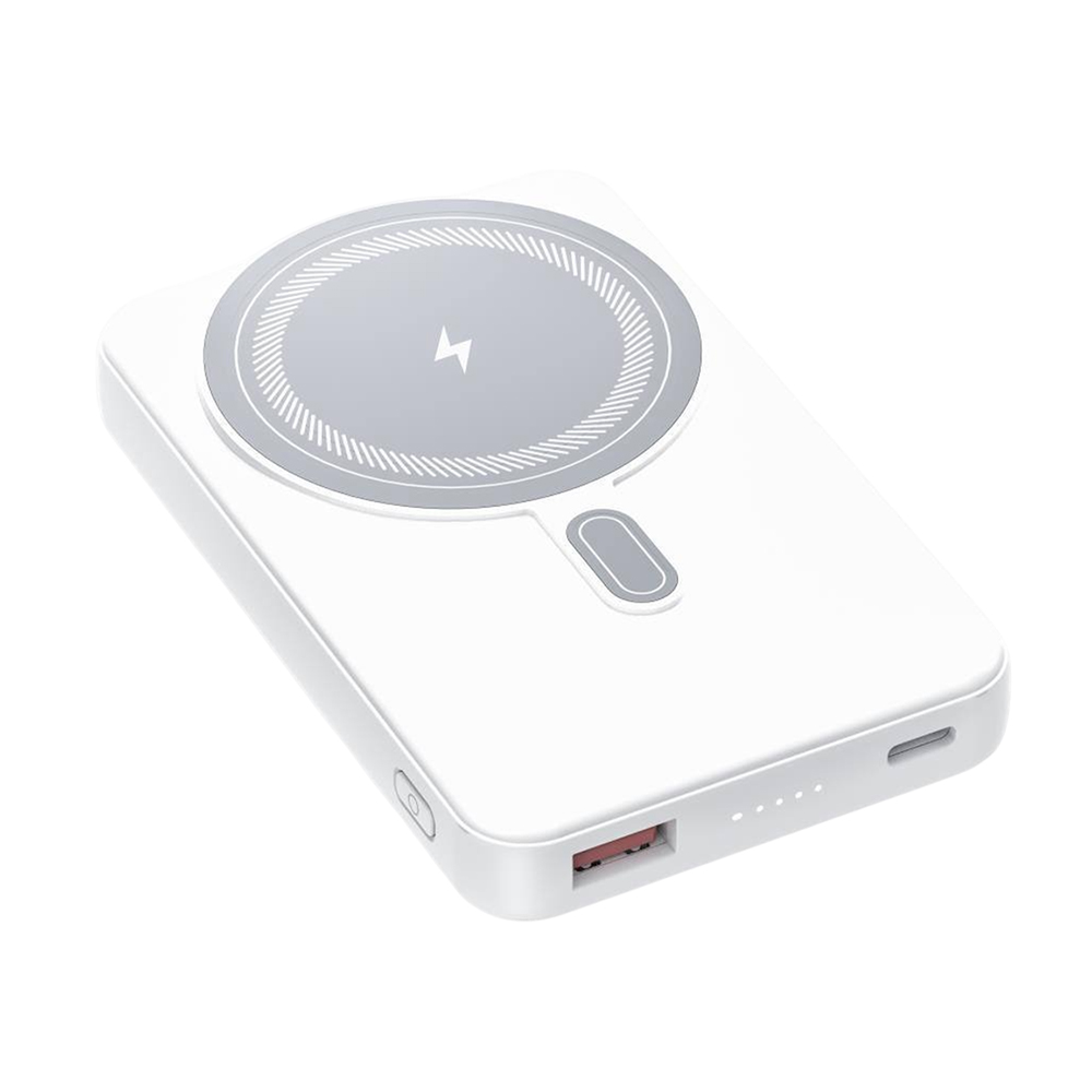 Магнитный внешний аккумулятор Axion с беспроводной зарядкой (15W), 10000 Mah, белый (Изображение 2)